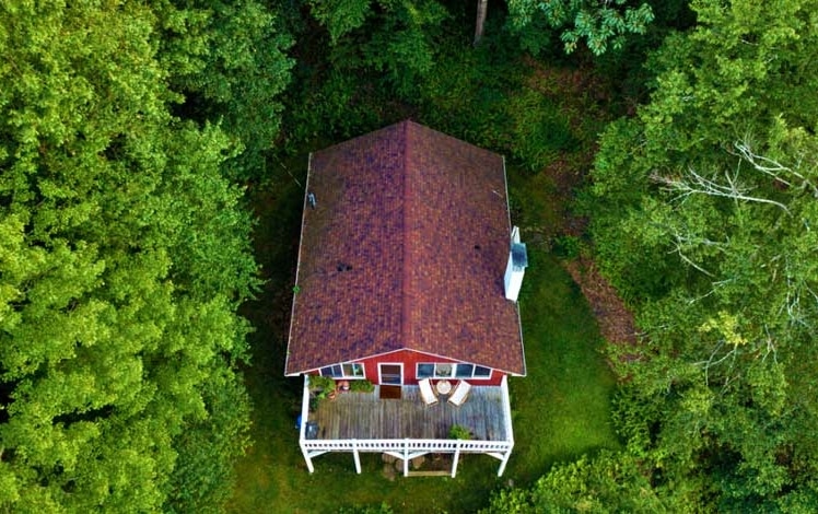 the river house drone shot