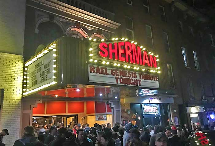 the sherman theater exterior crowd