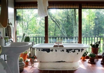 The tree house bathroom with claw foot tub