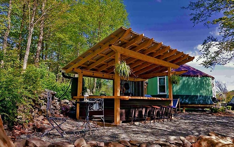 Yurt at the Farm! exterior and outdoor kitchen