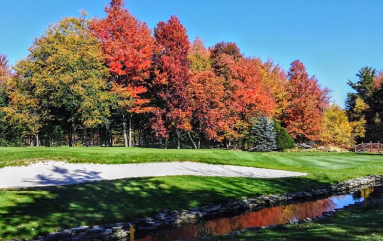 timber trails golf club lake naomi sand trap and autumn trees